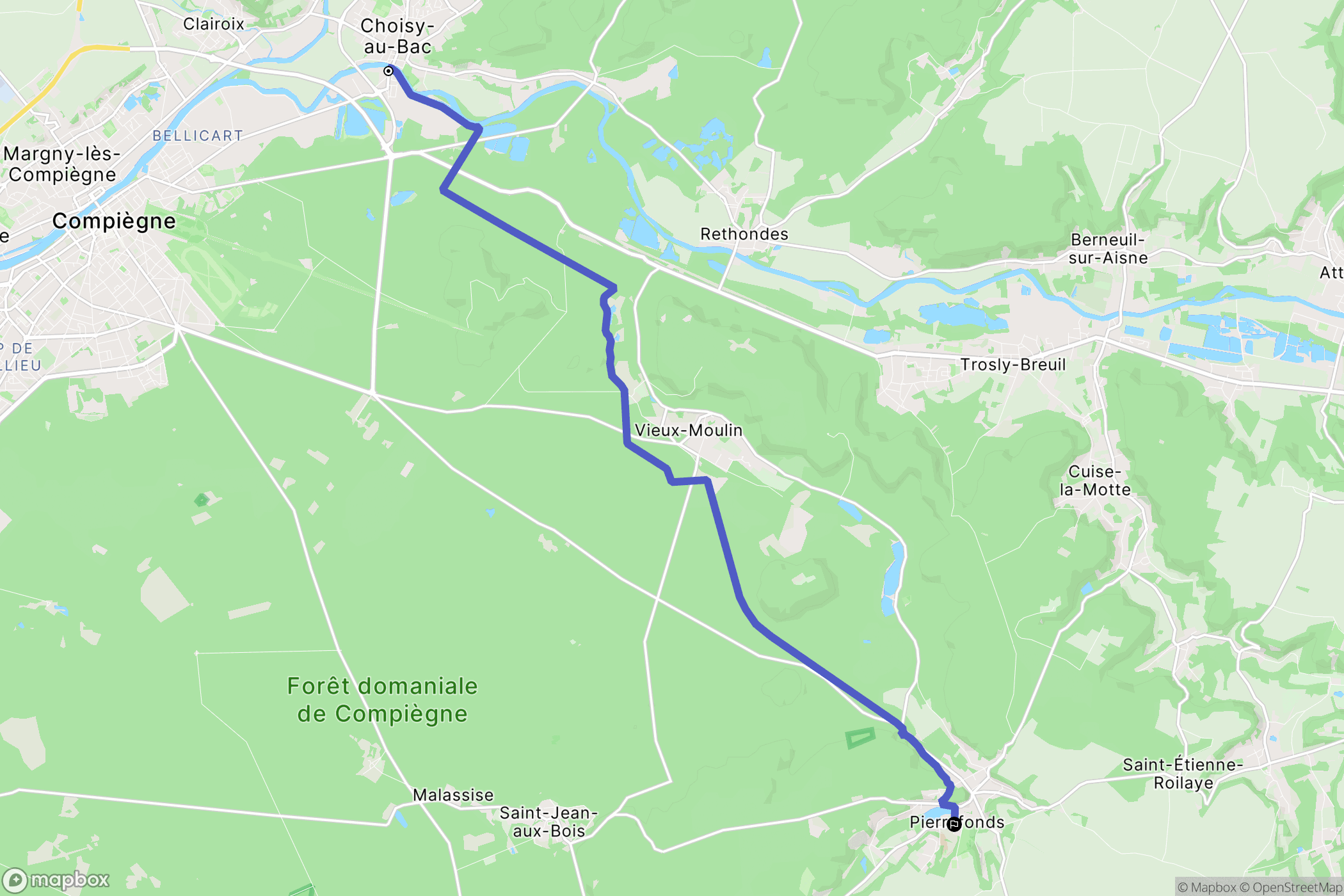 Choisy-au-Bac : carte du parcours de randonnée - France