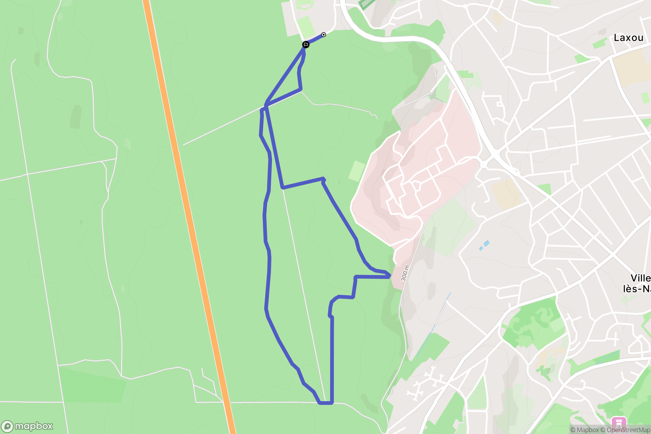 Laxou : carte du parcours de randonnée - France