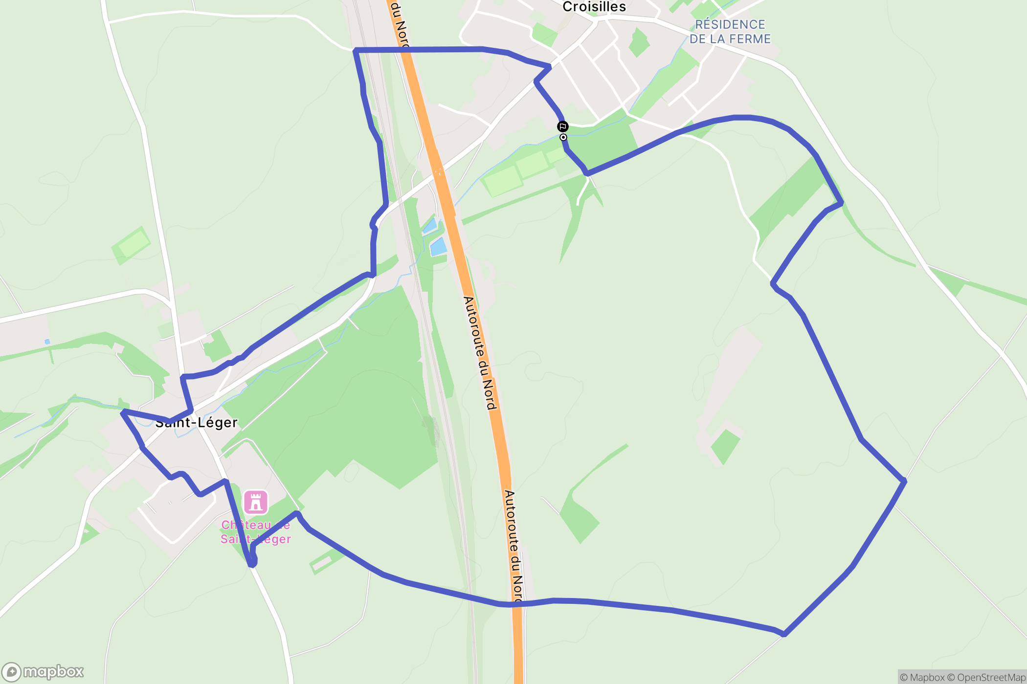 Croisilles : carte du parcours de randonnée - France