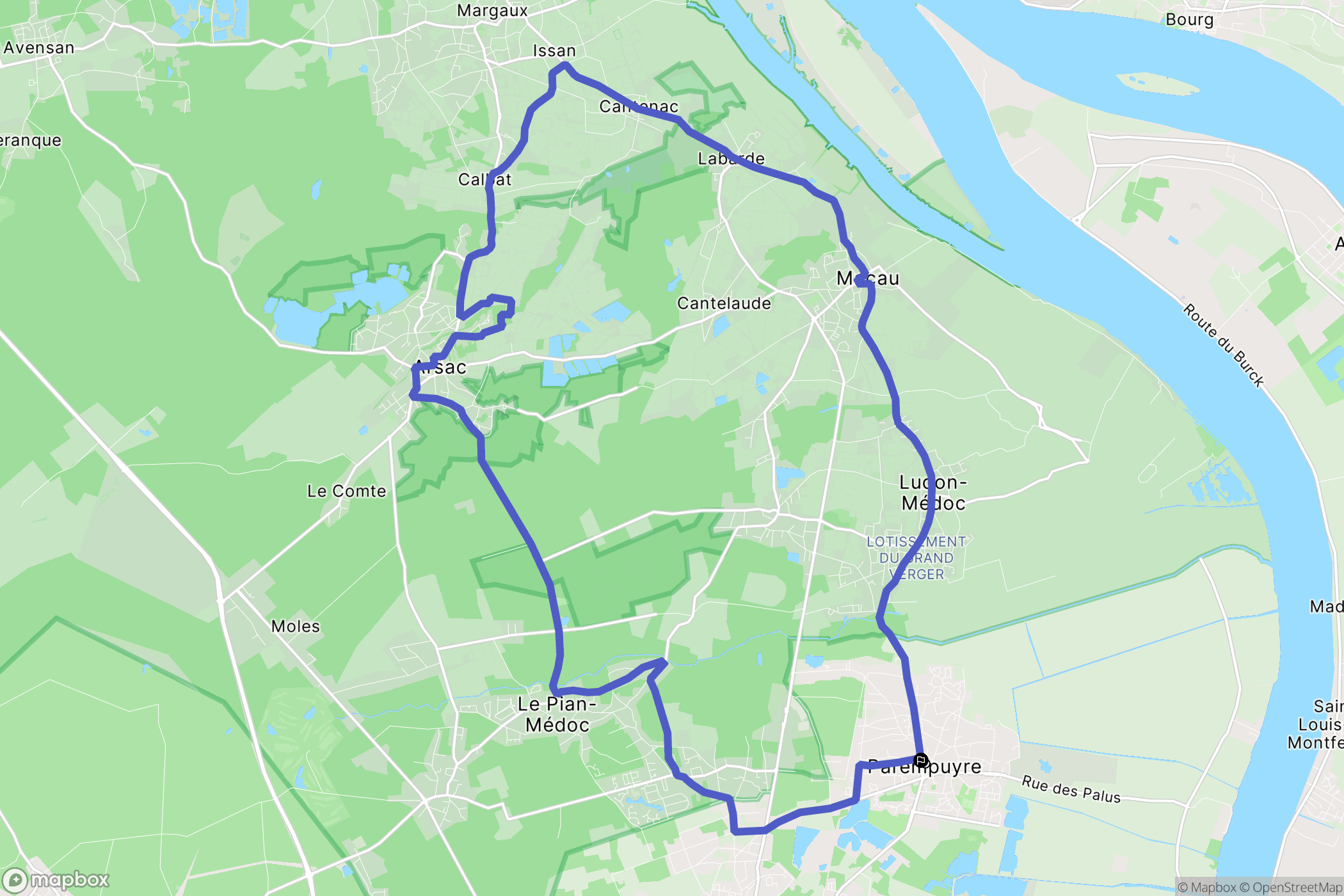 Parempuyre : carte du parcours de randonnée - France