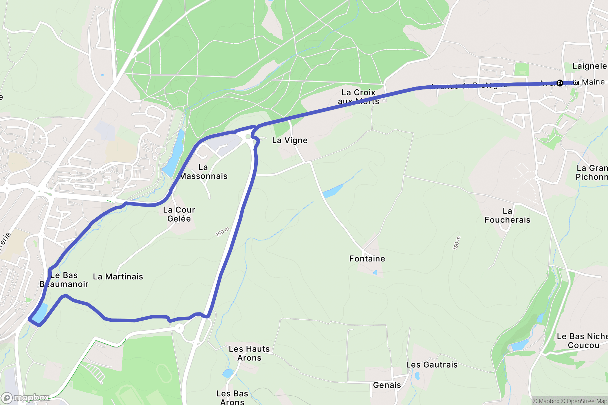 Laignelet : carte du parcours de randonnée - France