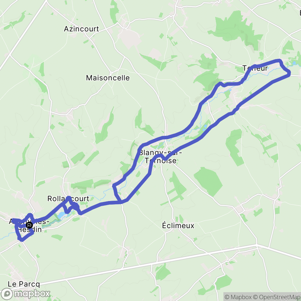 Auchy-lès-Hesdin : carte du parcours de randonnée - France