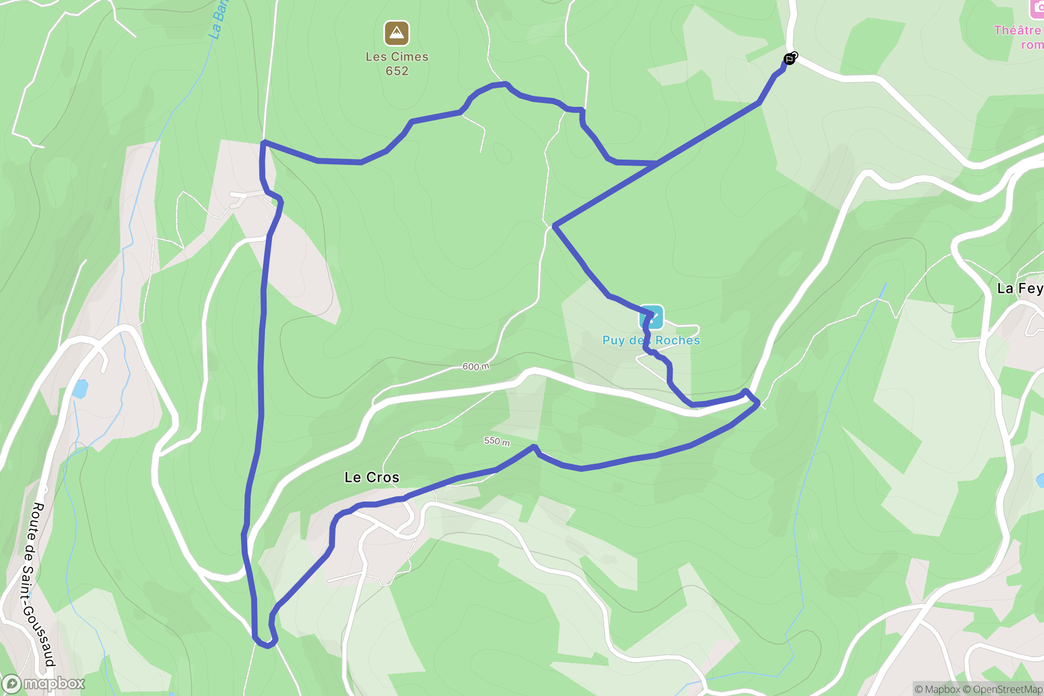 Saint-Goussaud : carte du parcours de randonnée - France
