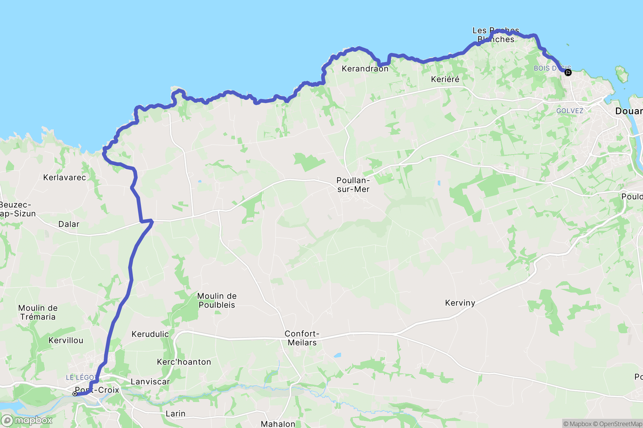Pont Croix : carte du parcours de randonnée - France