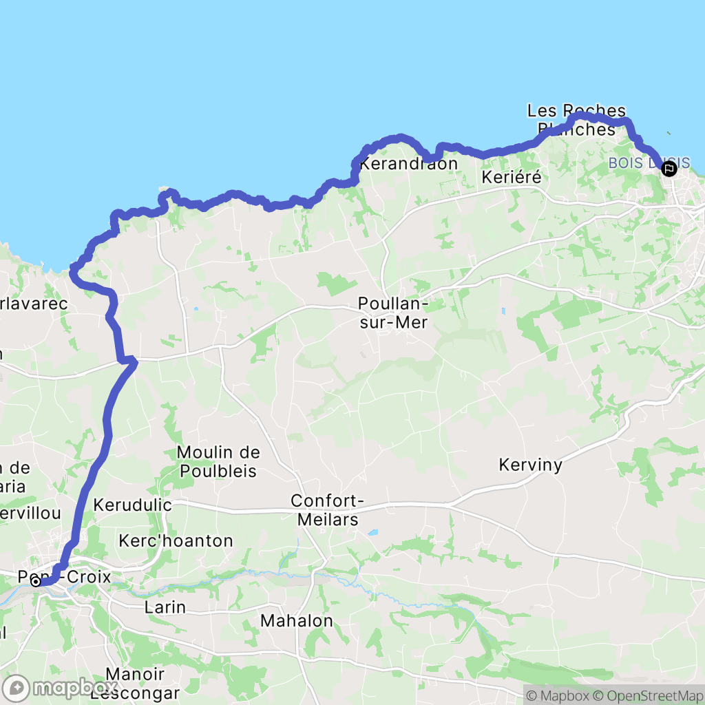 Pont Croix : carte du parcours de randonnée - France