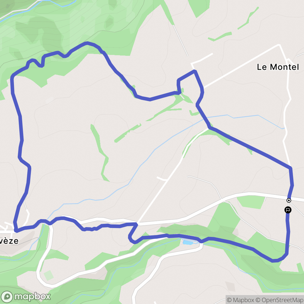 Avèze : carte du parcours de randonnée - France