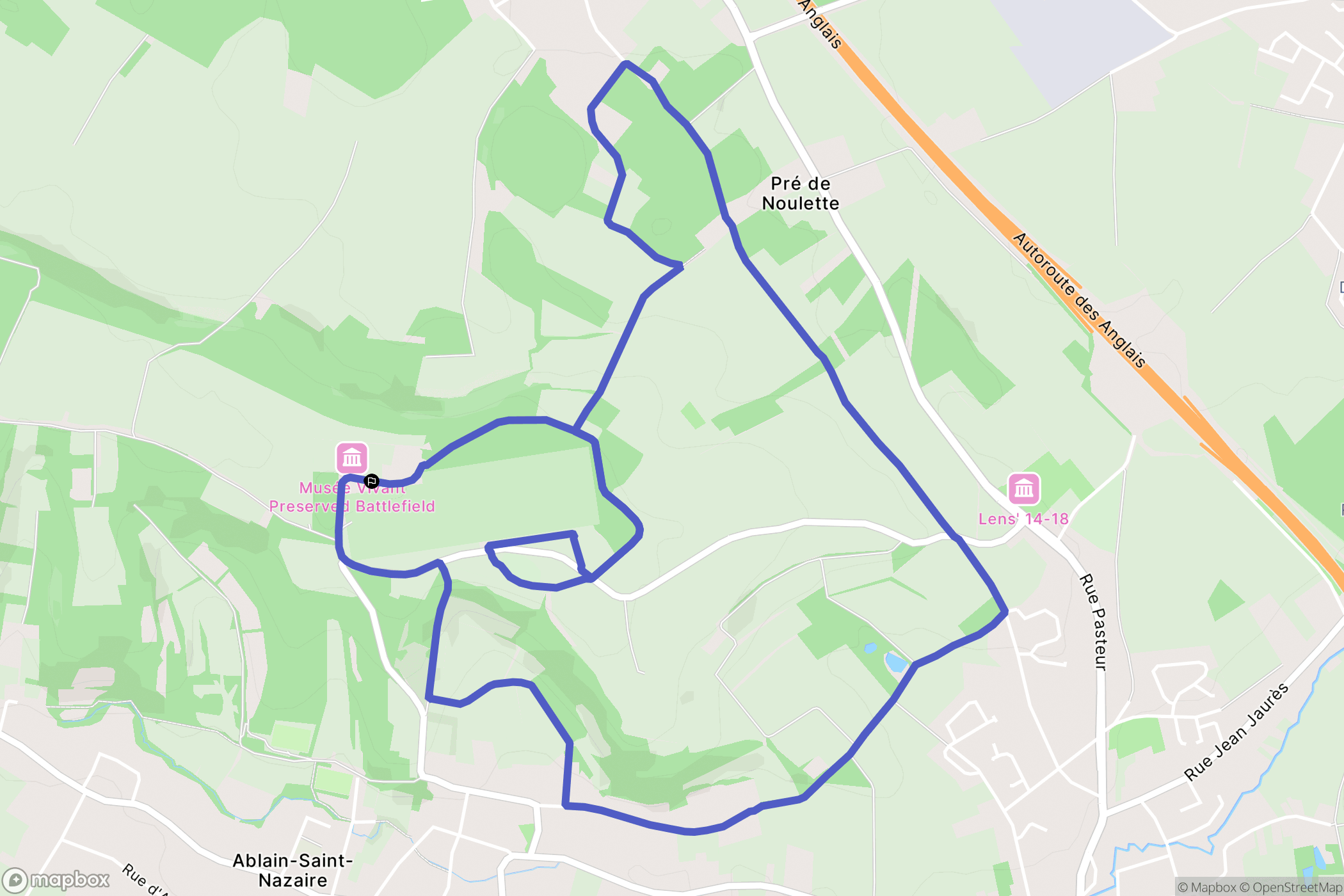 Ablain Saint Nazaire : carte du parcours de randonnée - France