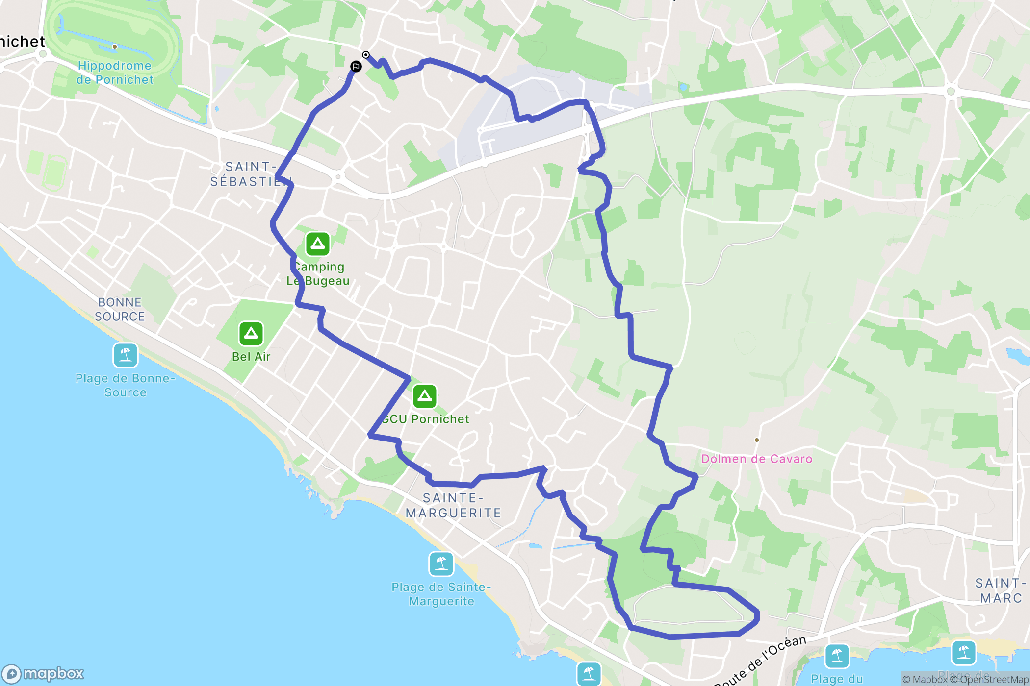Pornichet : carte du parcours de randonnée - France