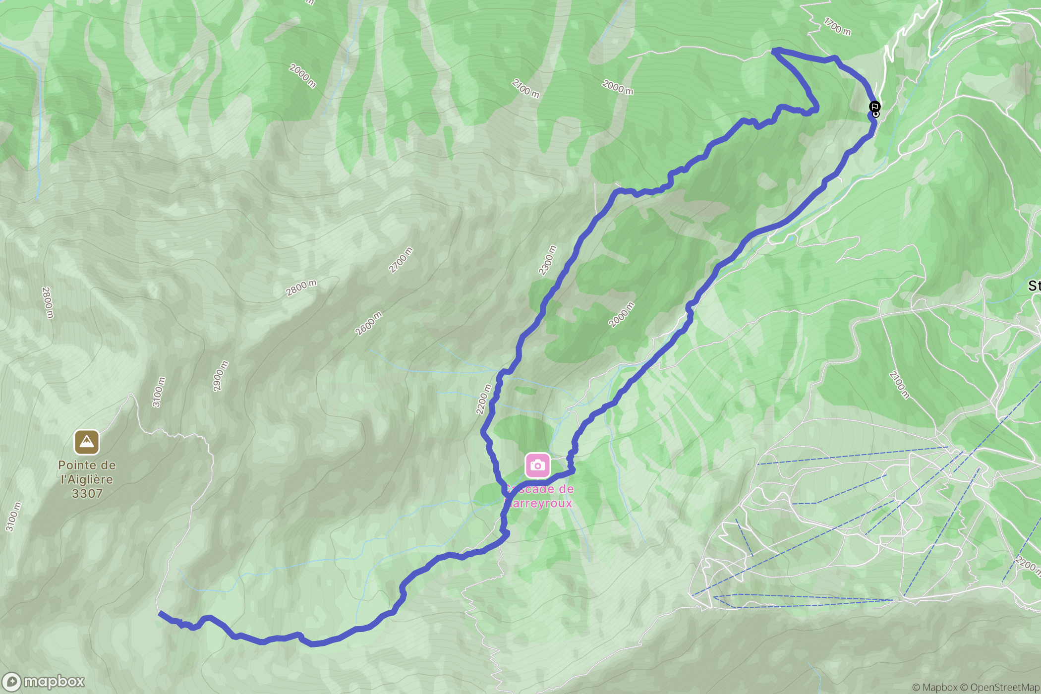 Puy-Saint -Vincent : carte du parcours de randonnée - France