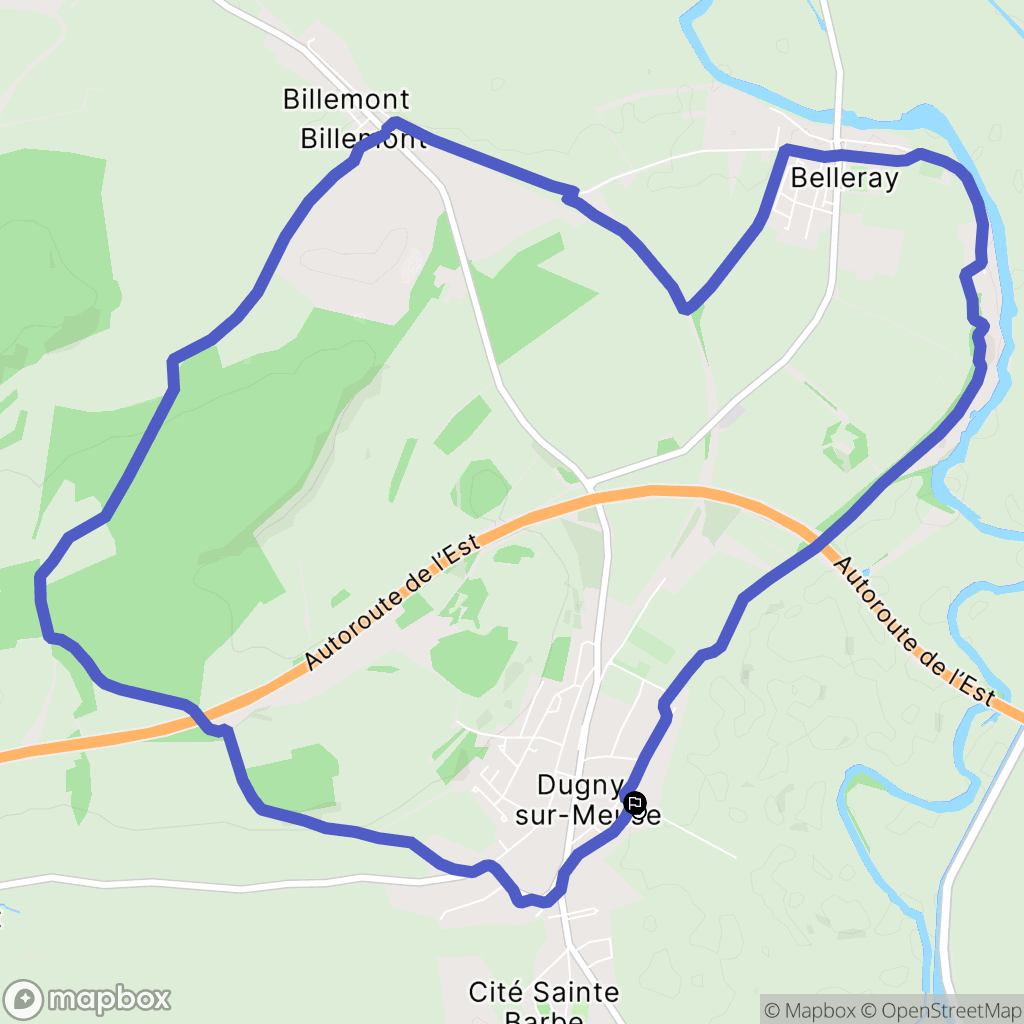Dugny-sur-Meuse : carte du parcours de randonnée - France