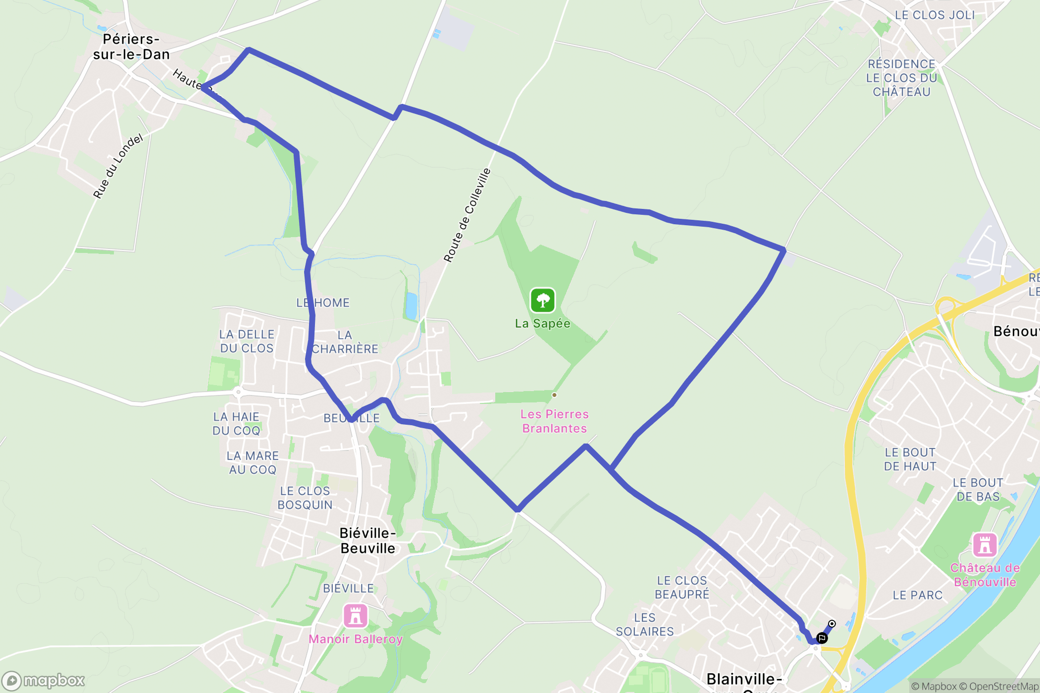 Blainville-sur-Orne : carte du parcours de randonnée - France
