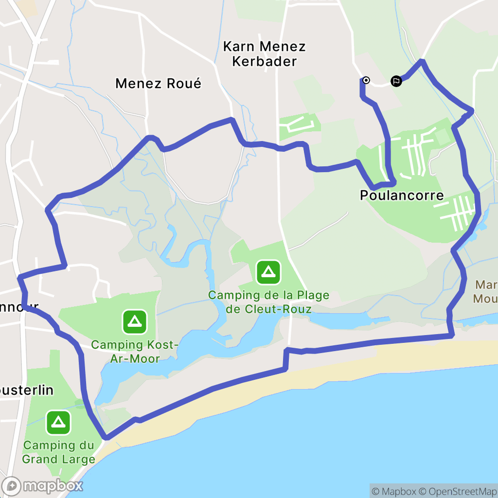Fouesnant : carte du parcours de randonnée - France