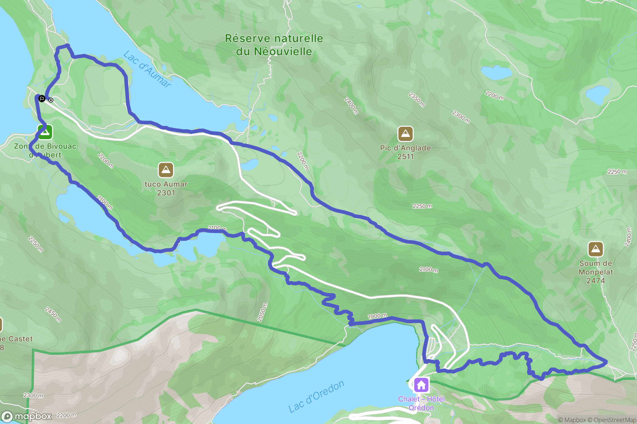 Luz Saint sauveur : carte du parcours de randonnée - France