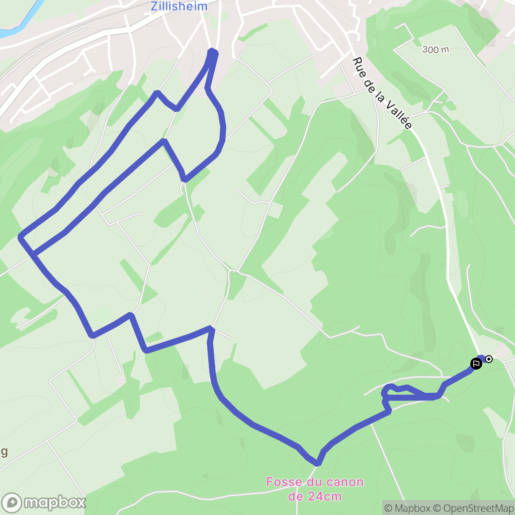 Zillisheim : carte du parcours de randonnée - France