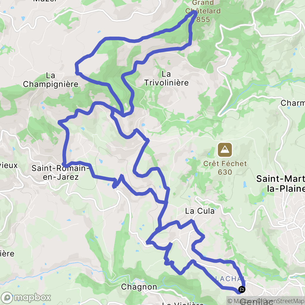 Genilac : carte du parcours de randonnée - France