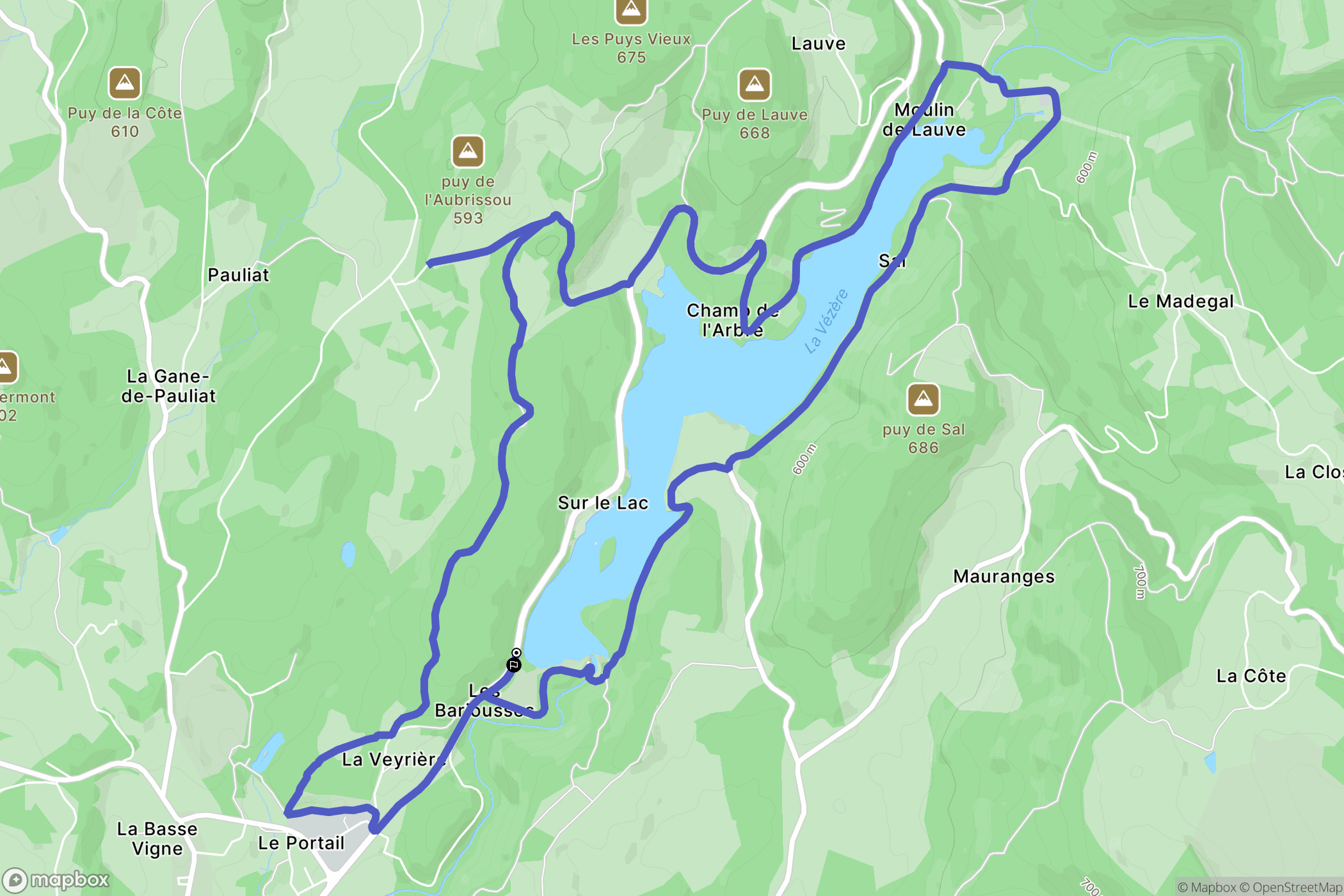 Treignac : carte du parcours de randonnée - France