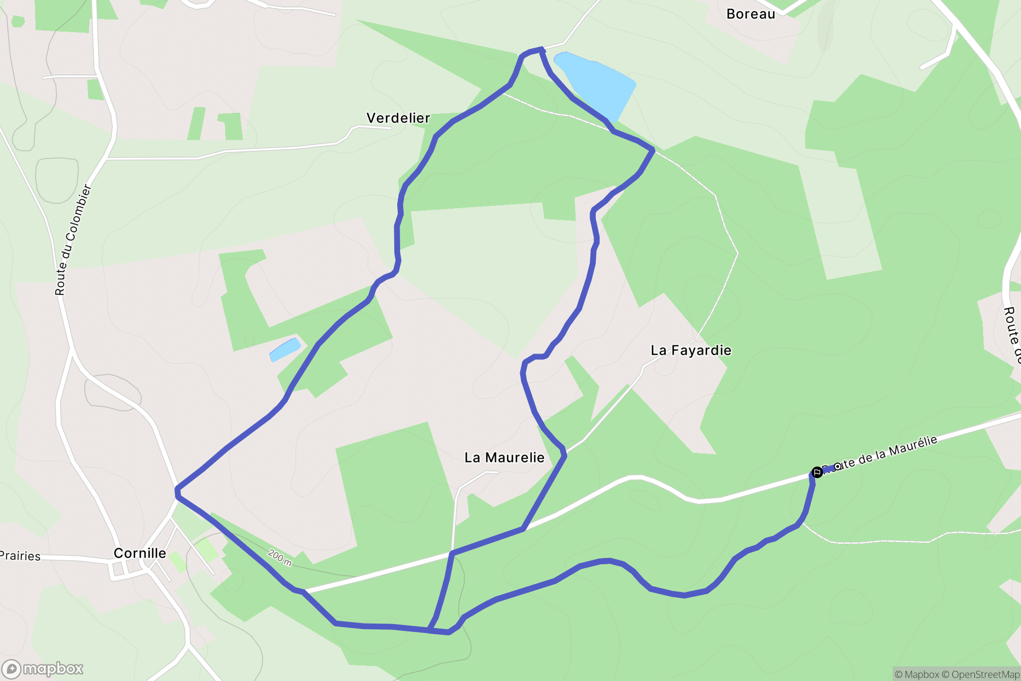 Cornille : carte du parcours de randonnée - France