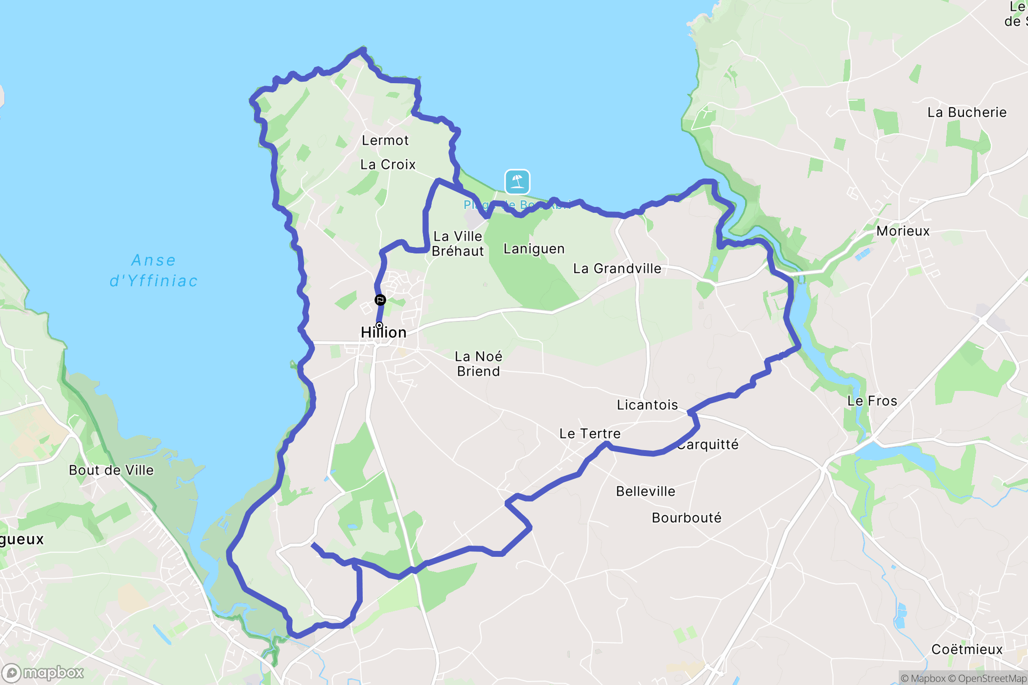 Hillion : carte du parcours de randonnée - France
