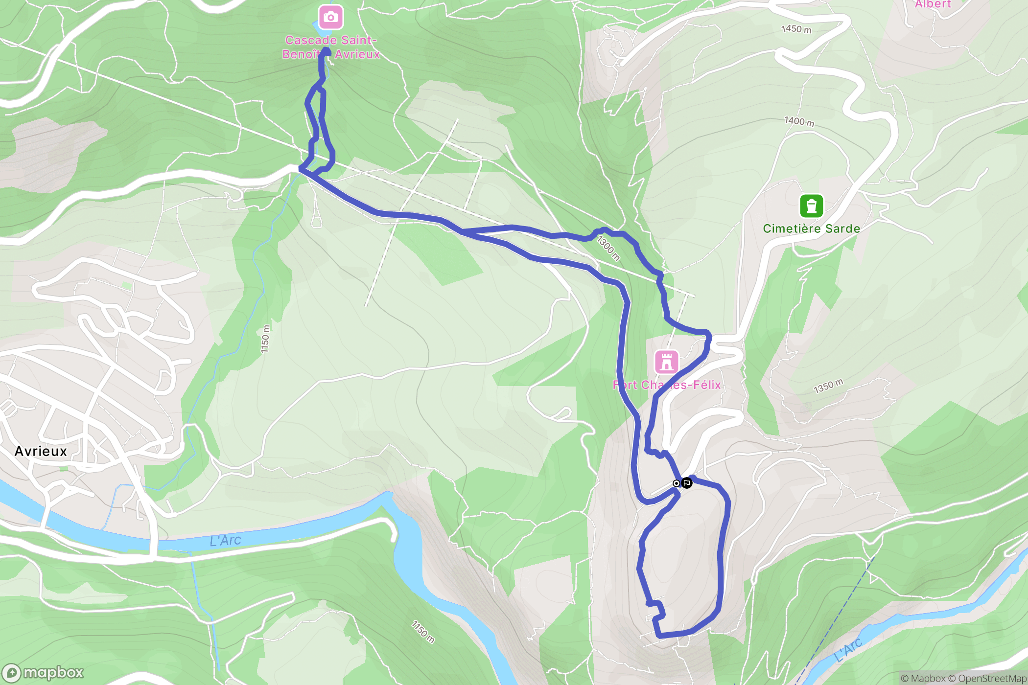Aussois : carte du parcours de randonnée - France