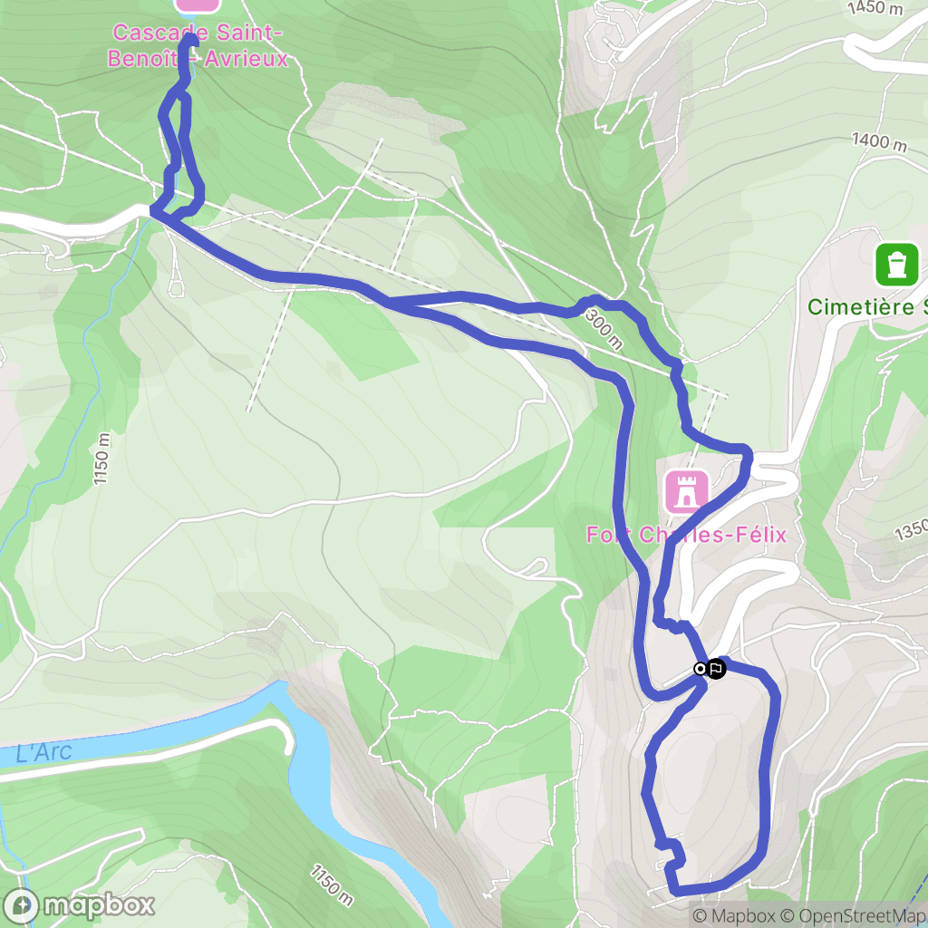 Aussois : carte du parcours de randonnée - France