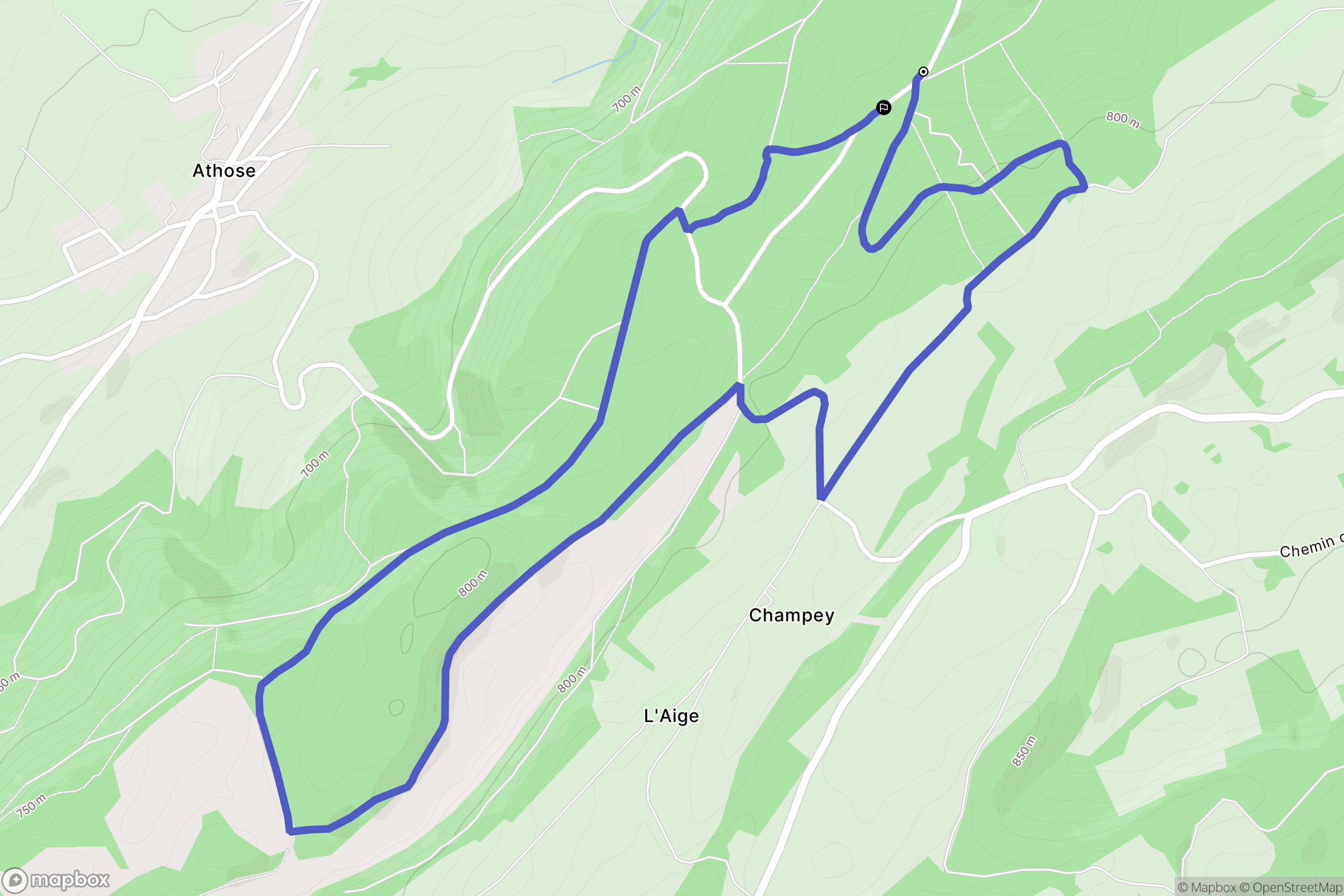 Les Premiers-Sapins : carte du parcours de randonnée - France