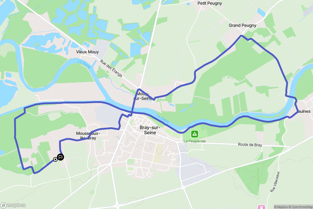 Mousseaux-lès-Bray : carte du parcours de randonnée - France