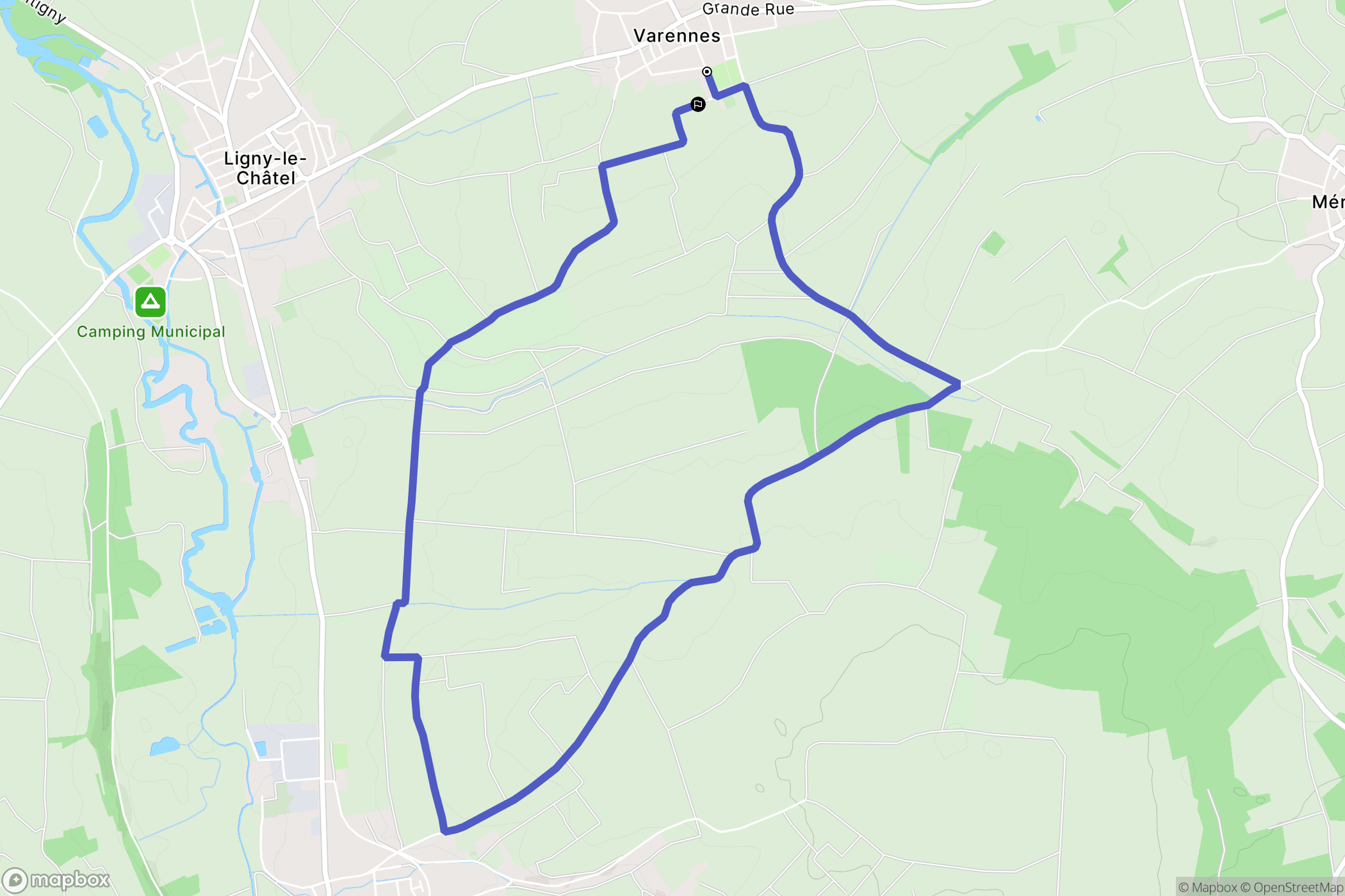 Varennes : carte du parcours de randonnée - France