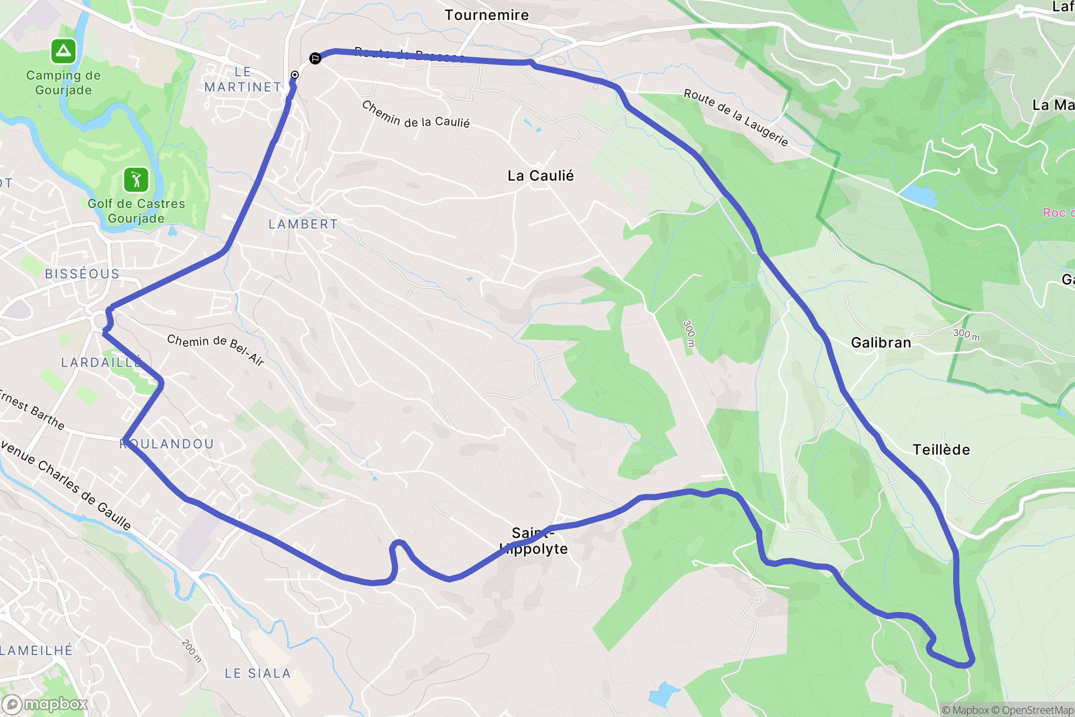 Castres : carte du parcours de randonnée - France