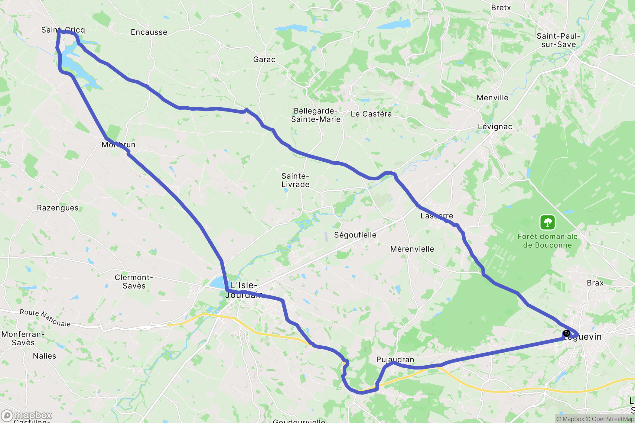 Léguevin : carte du parcours de randonnée - France