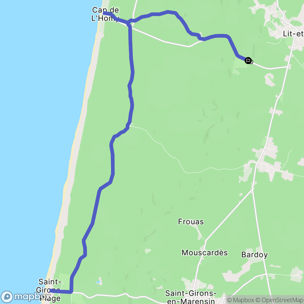 Lit-et-Mixe : carte du parcours de randonnée - France