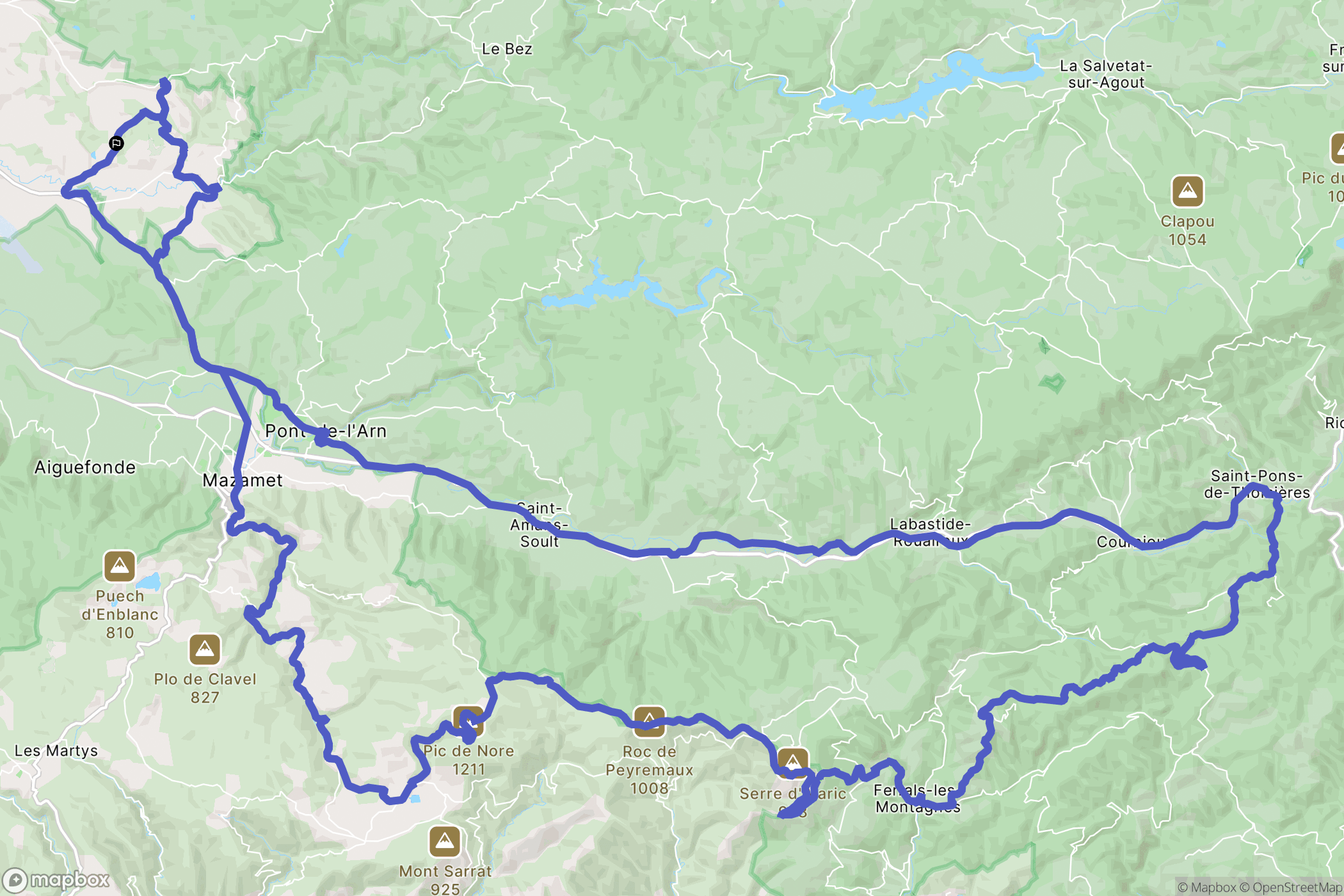 Noailhac : carte du parcours de randonnée - France