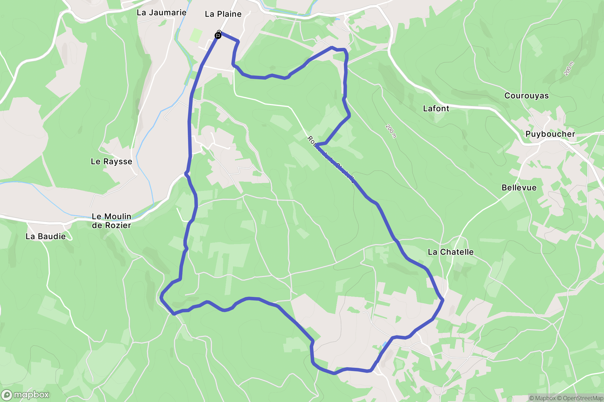 Cubjac : carte du parcours de randonnée - France