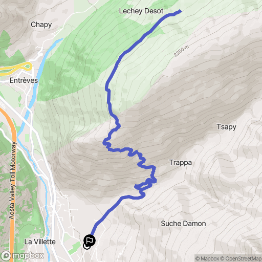 Courmayeur : carte du parcours de randonnée - Italy