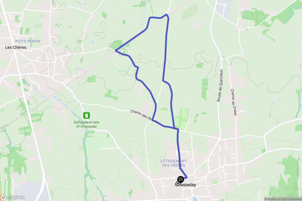 Chasselay : carte du parcours de randonnée - France