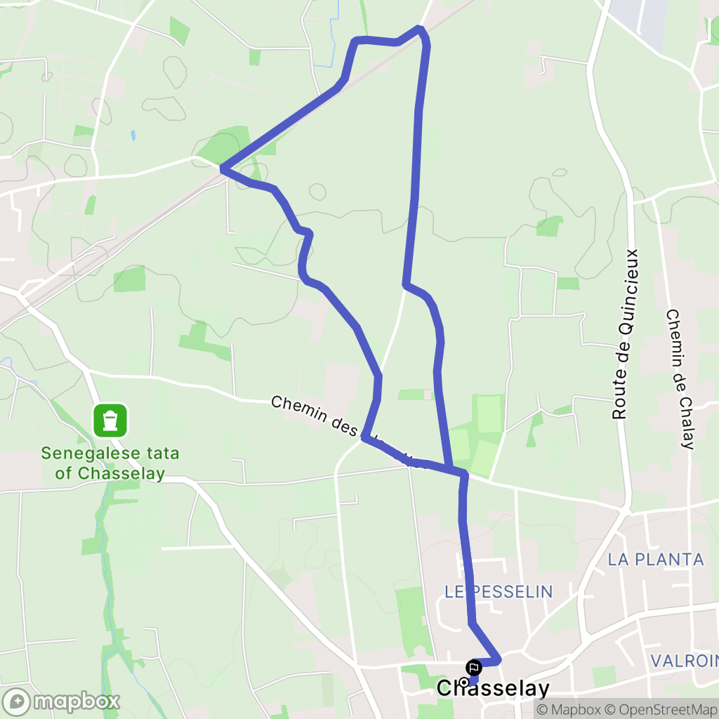 Chasselay : carte du parcours de randonnée - France