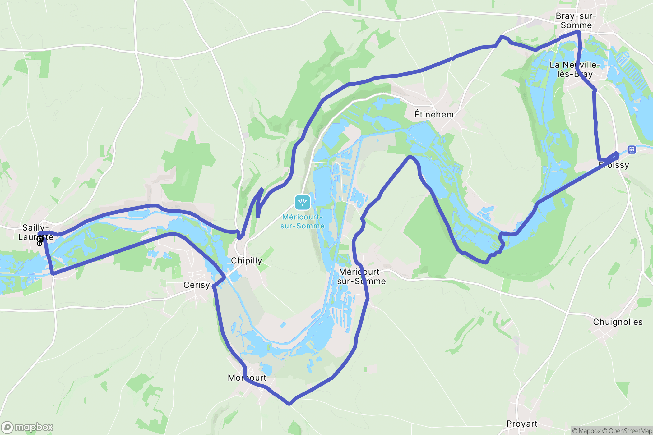 Sailly-Laurette : carte du parcours de randonnée - France
