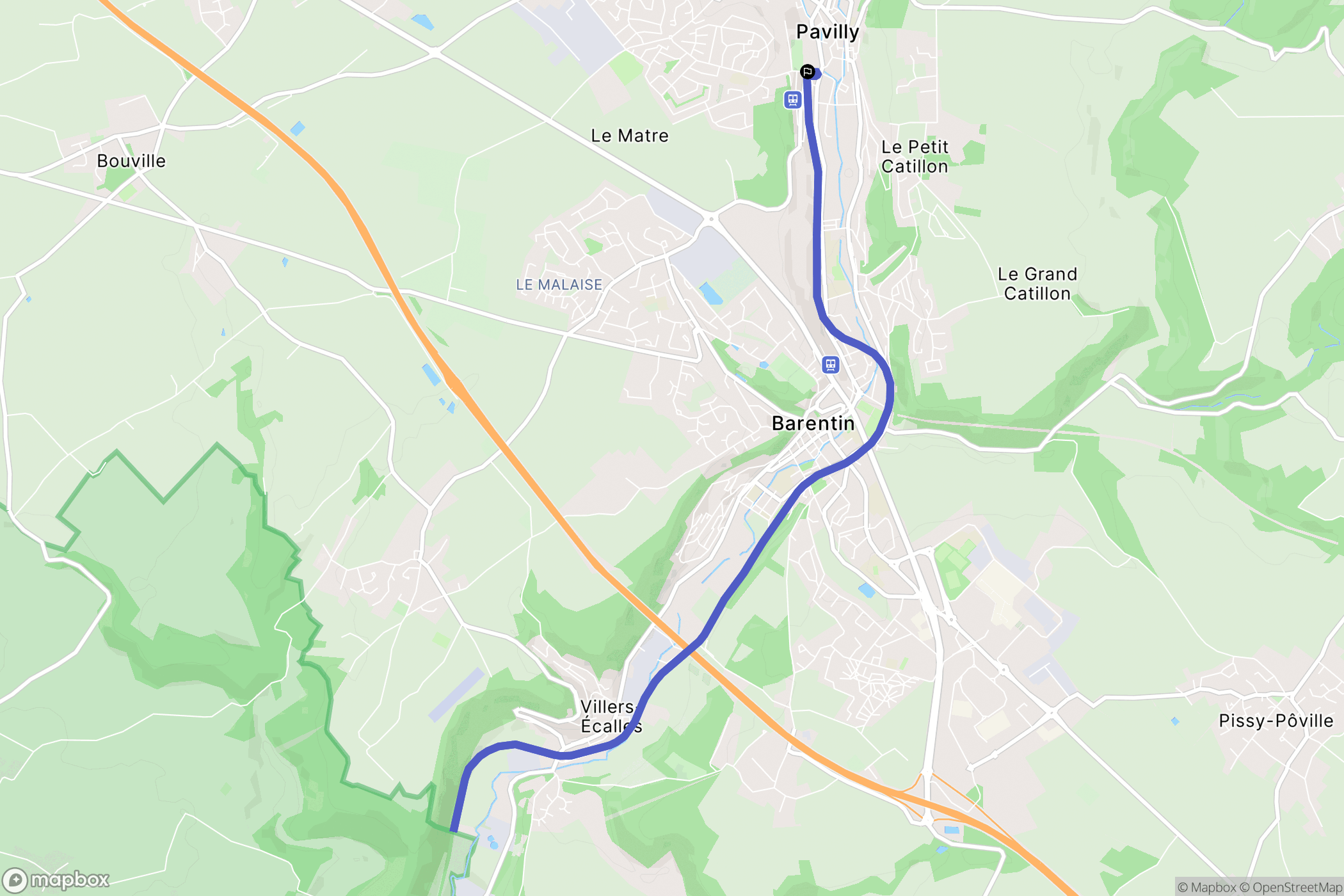 Pavilly : carte du parcours de randonnée - France