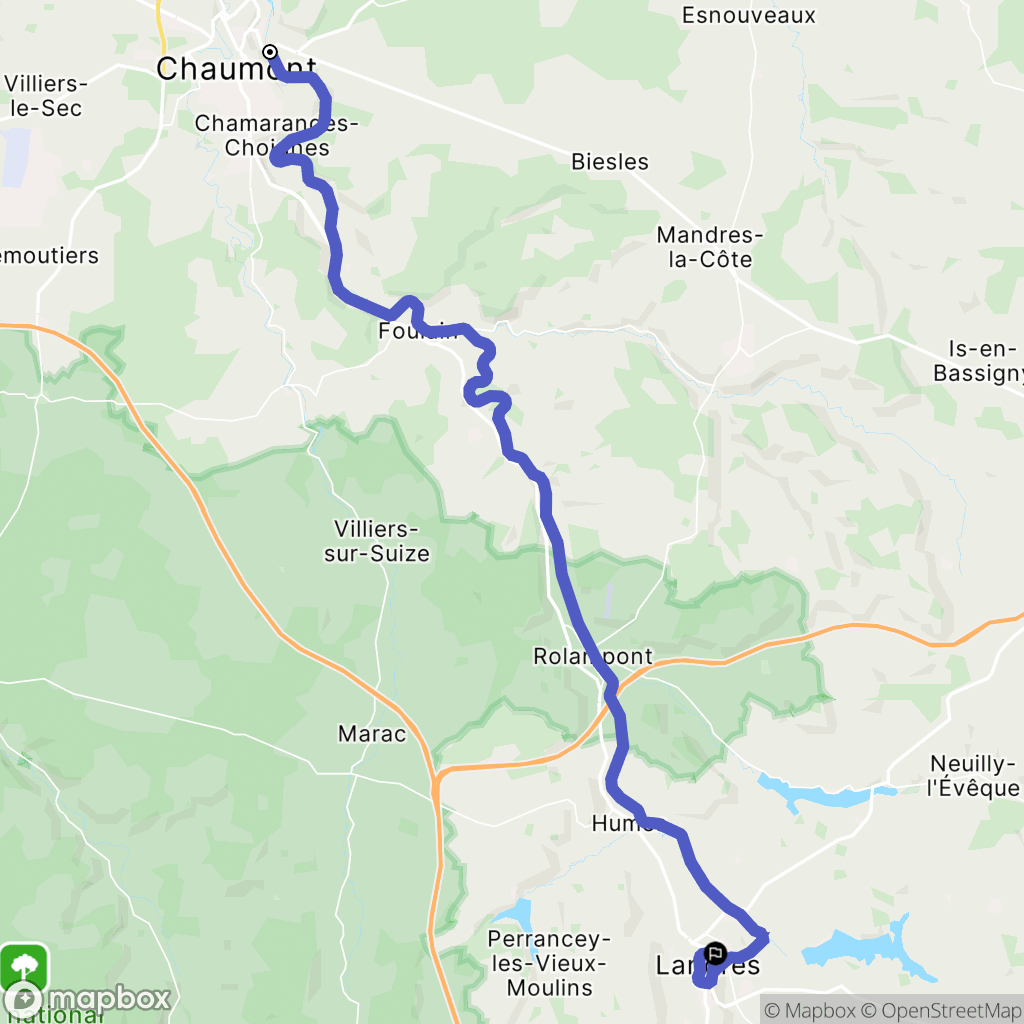 Chaumont : carte du parcours de randonnée - France