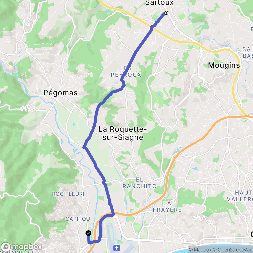 Mougins : carte du parcours de randonnée - France