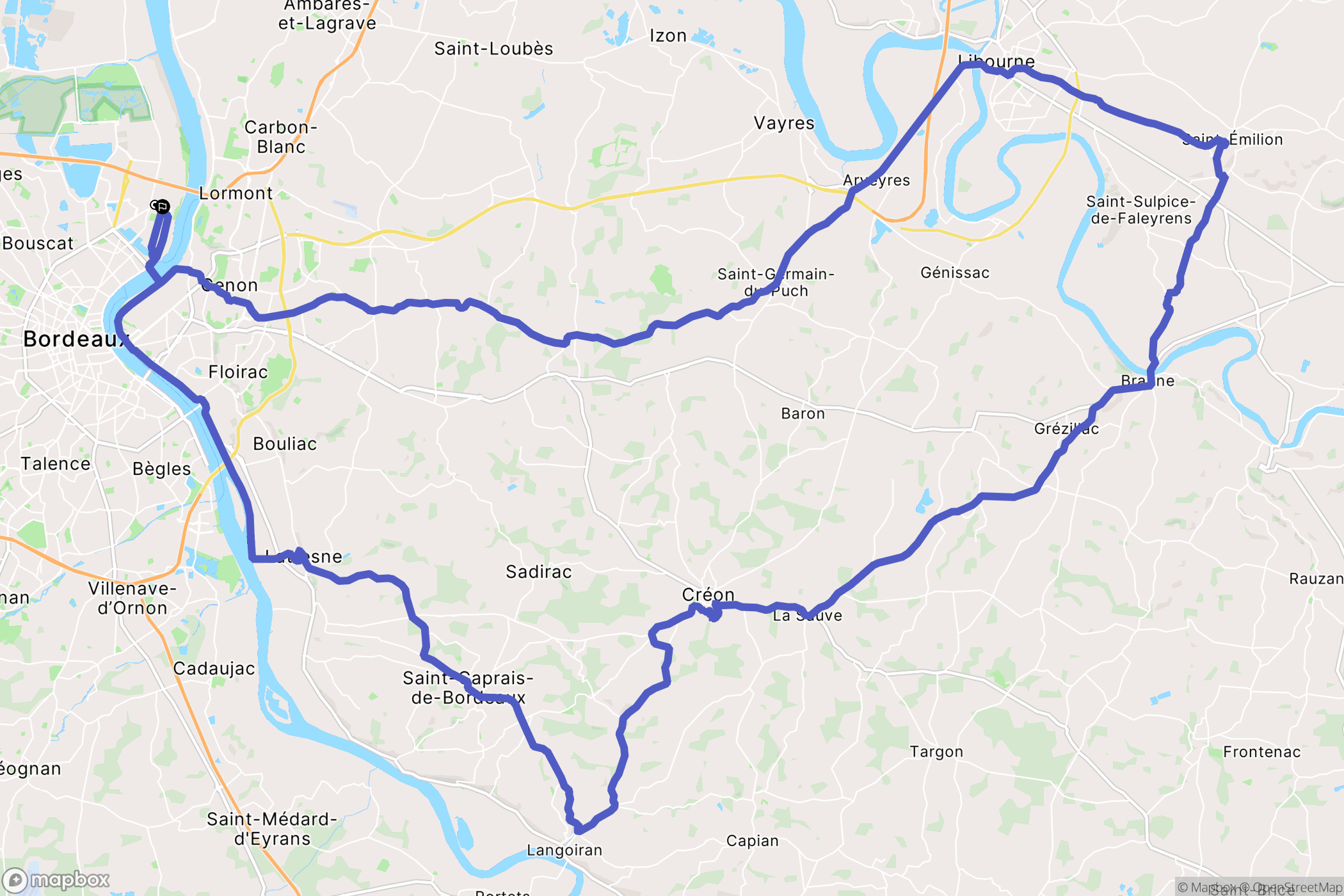 Bordeaux : carte du parcours de randonnée - France