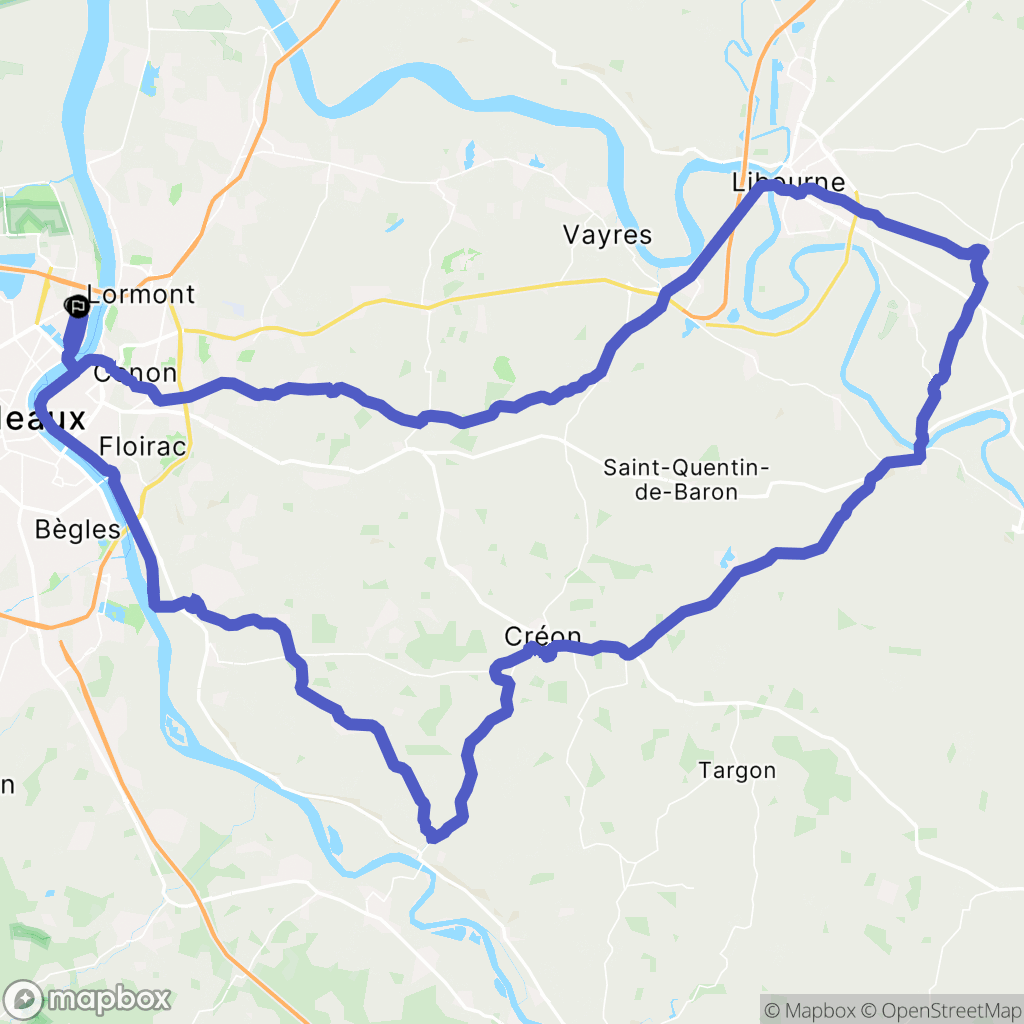 Bordeaux : carte du parcours de randonnée - France