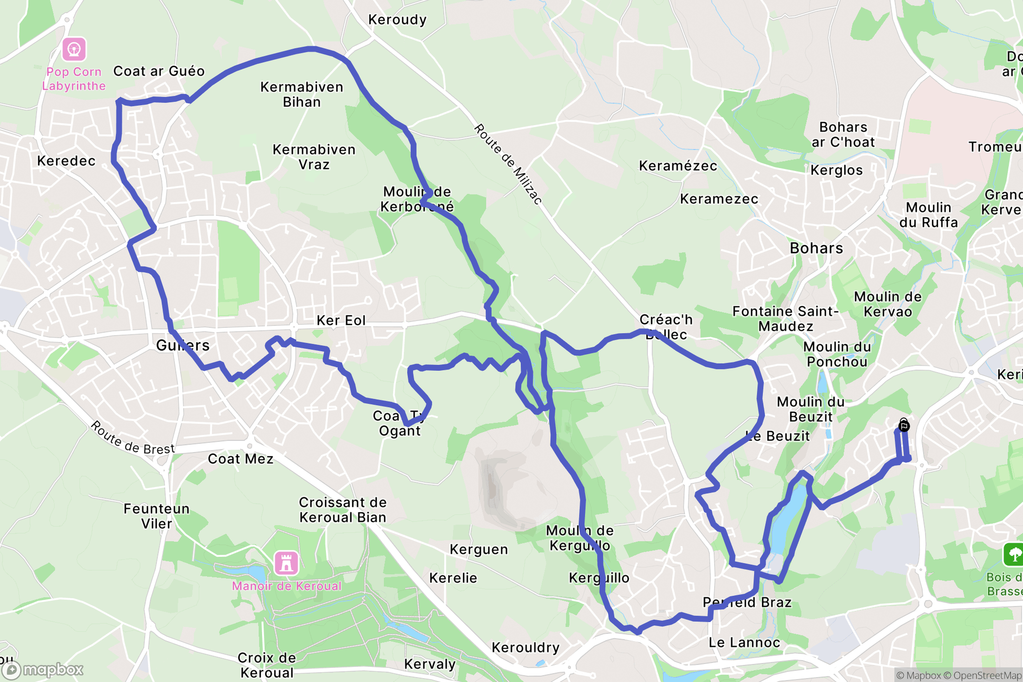 Brest : carte du parcours de randonnée - France