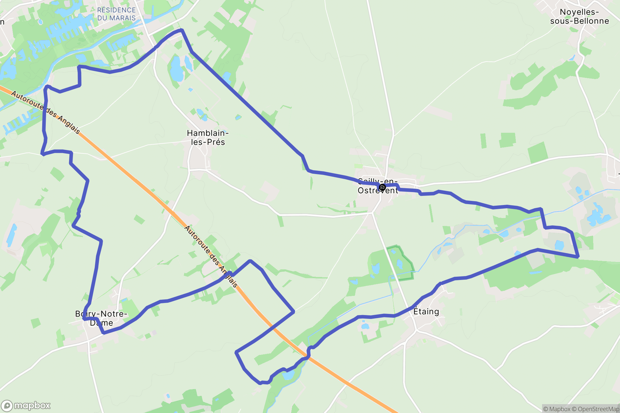Sailly-en-Ostrevent : carte du parcours de randonnée - France