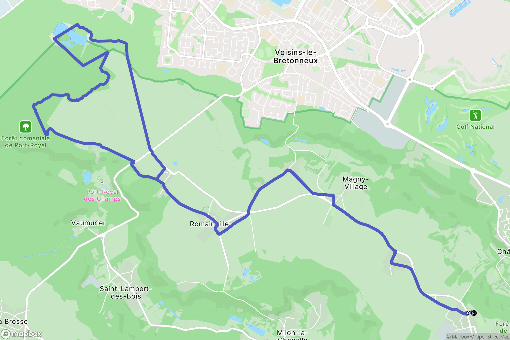 Magny les Hameaux : carte du parcours de randonnée - France