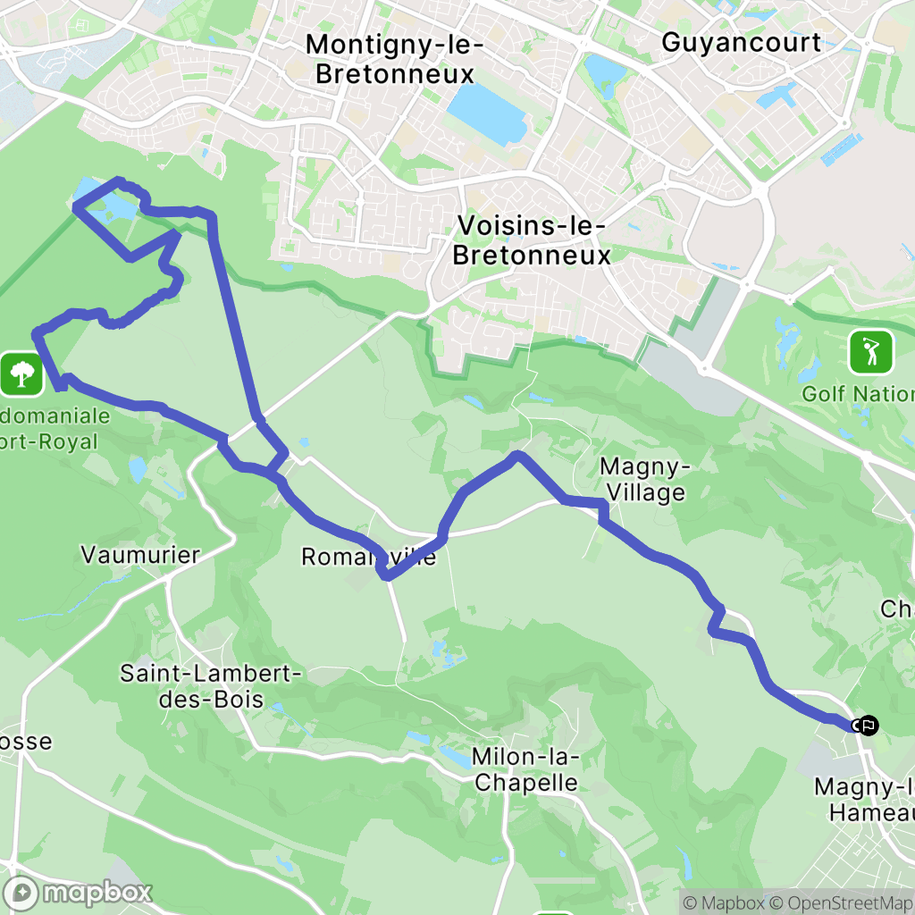 Magny les Hameaux : carte du parcours de randonnée - France