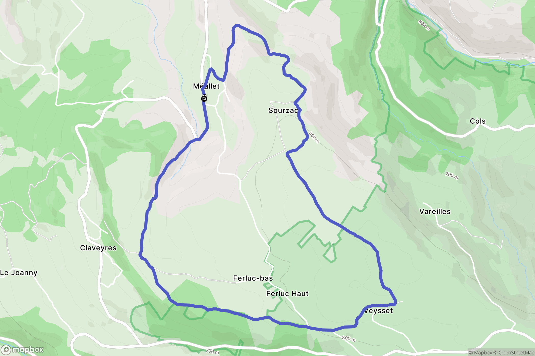 Courdes : carte du parcours de randonnée - France