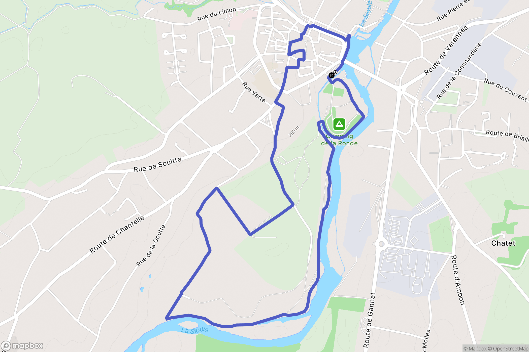 Saint-Pourçain-sur-Sioule : carte du parcours de randonnée - France