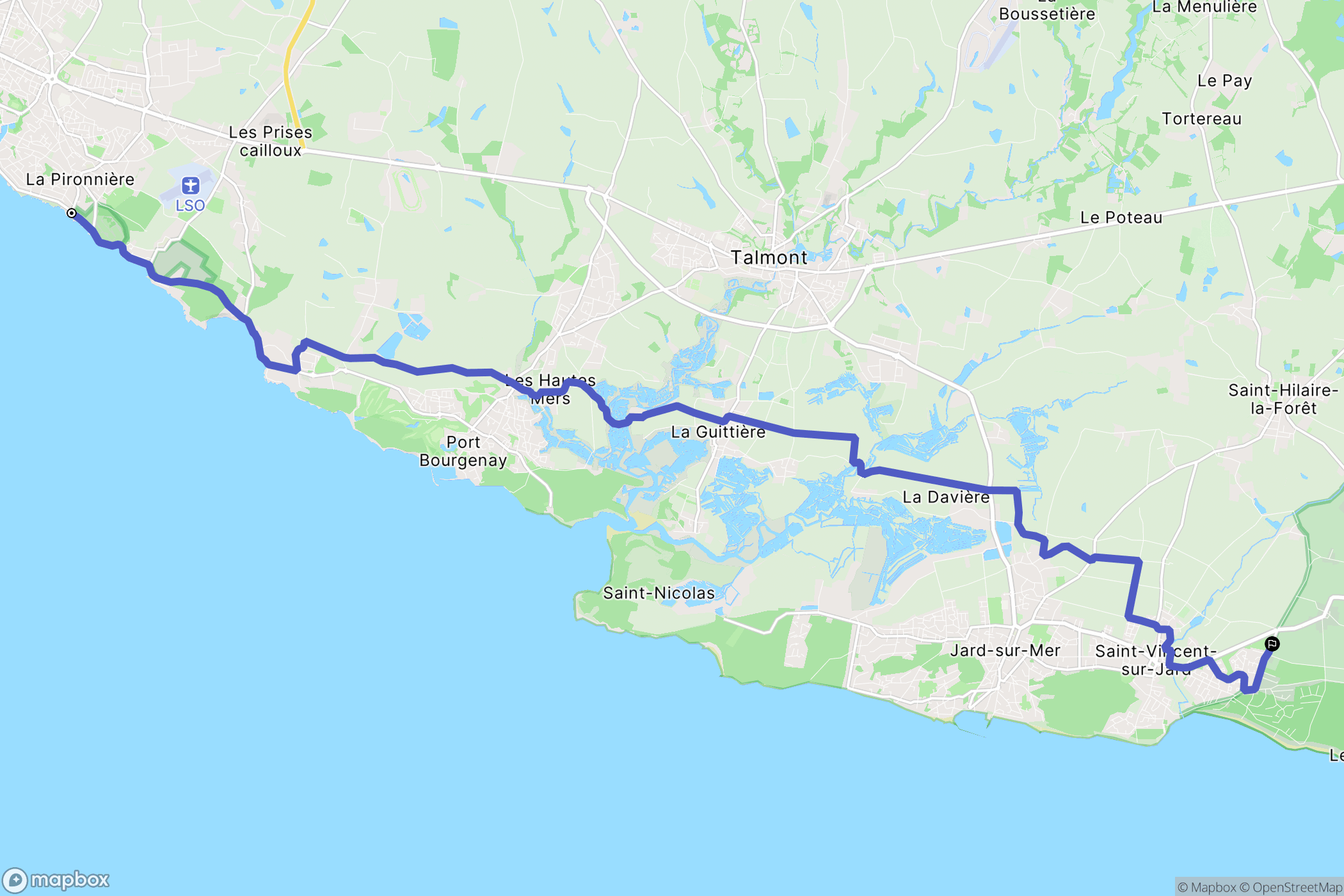 Les Sables-d'Olonne : carte du parcours de randonnée - France