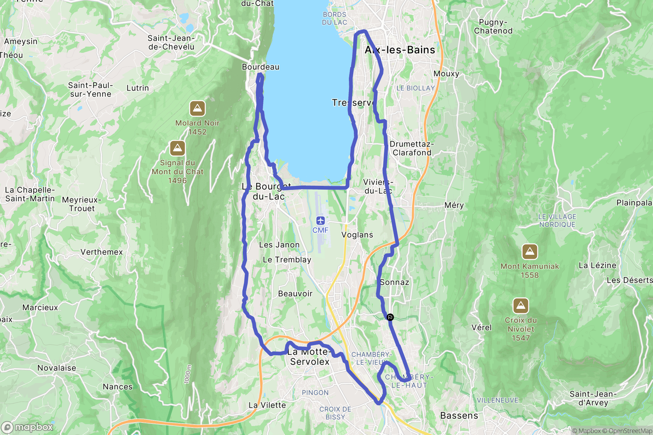 Sonnaz : carte du parcours de randonnée - France
