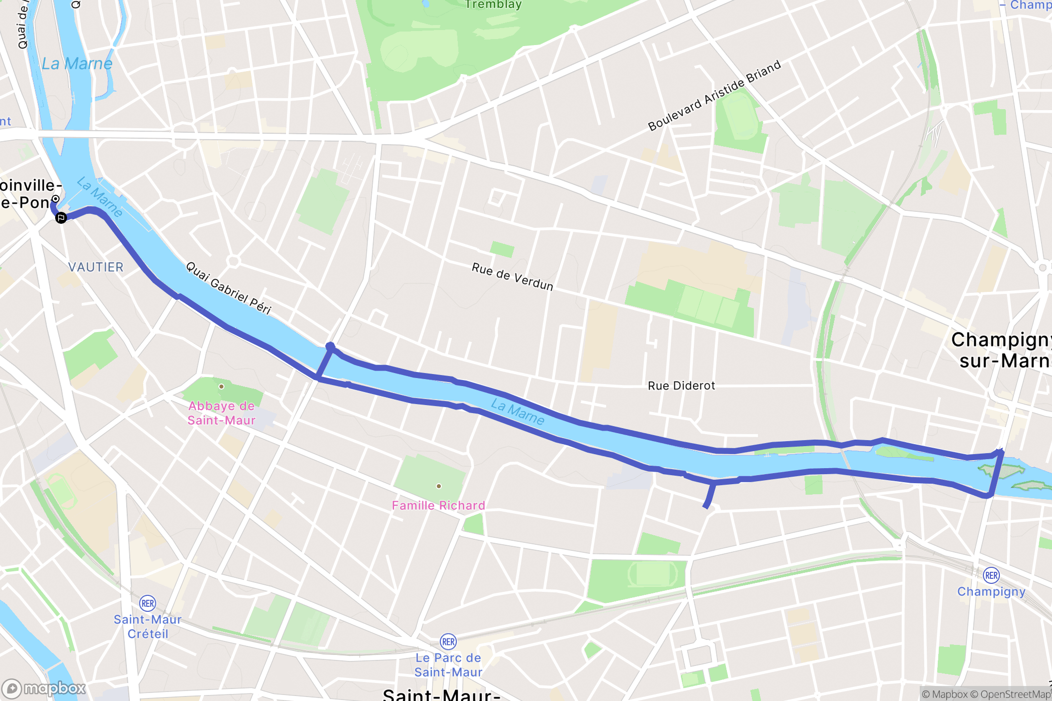 Joinville-le-Pont : carte du parcours de randonnée - France